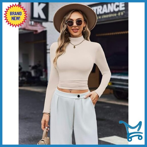 Women's 3 Pack Long Sleeve Mock Turtleneck Tops Thermal Layering - Picture 6 of 8